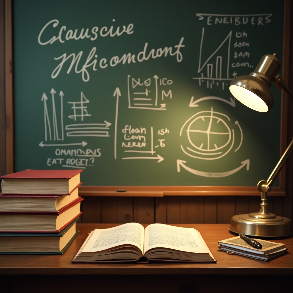 Educación financiera representada con libros y gráficos