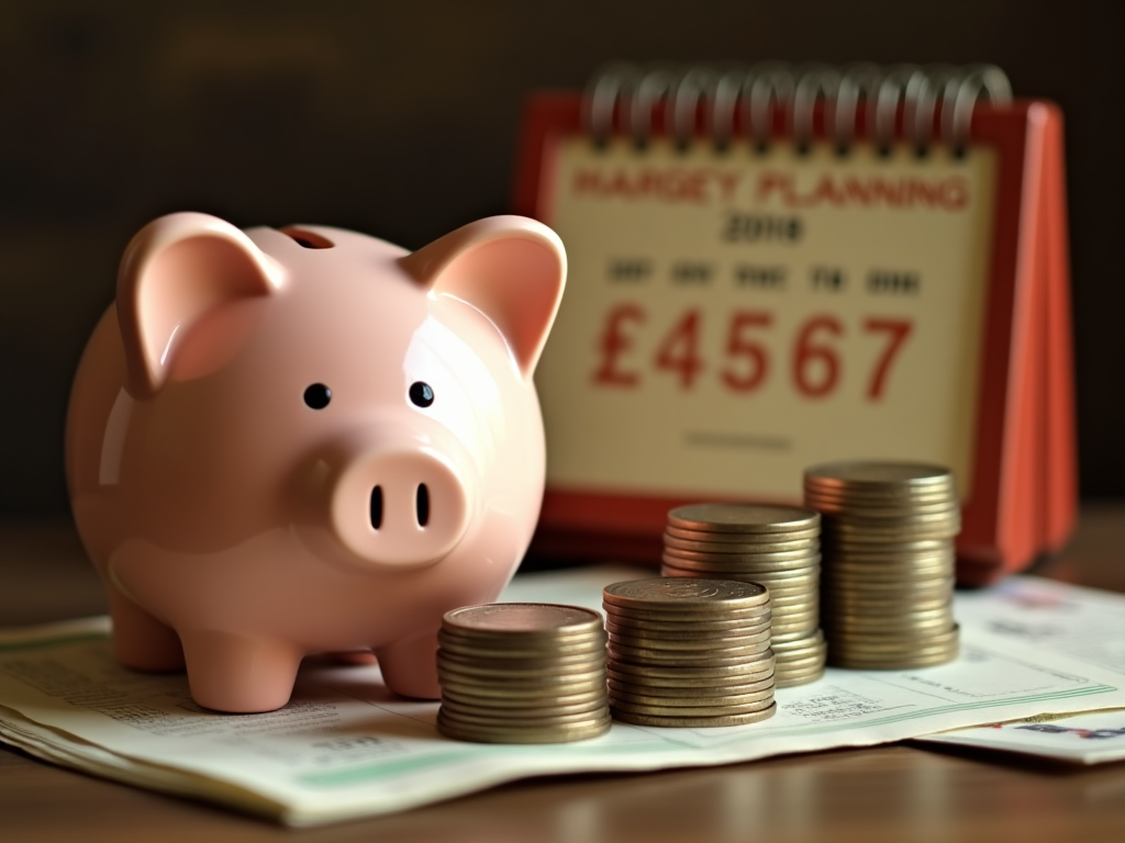 Concepto de ahorro con alcancía y monedas